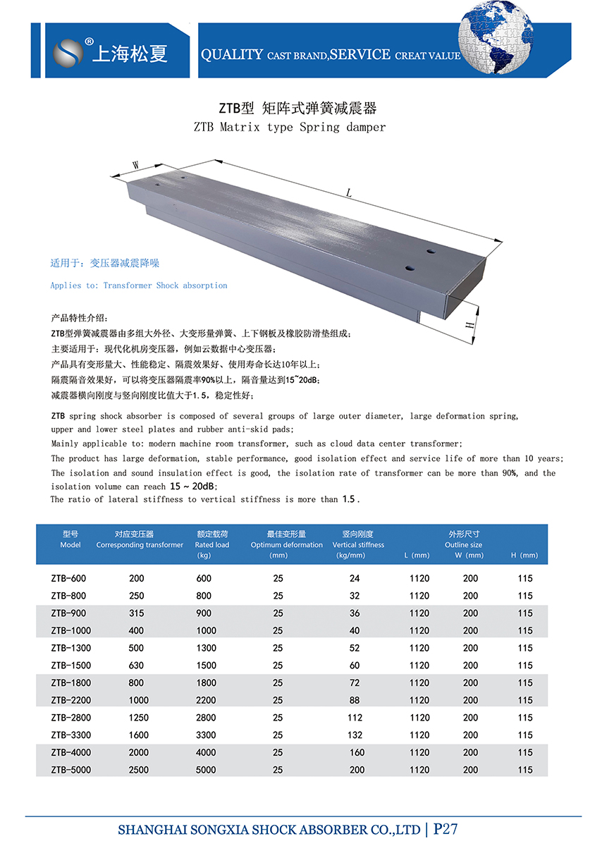 矩陣式<a href='http://www.jszlcs.com' target='_blank'><u>彈簧減震器</u></a>-變壓器專用